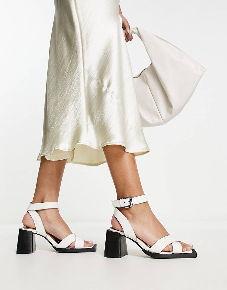 ASRA Exclusive Joule heeled sandals in bright white leather